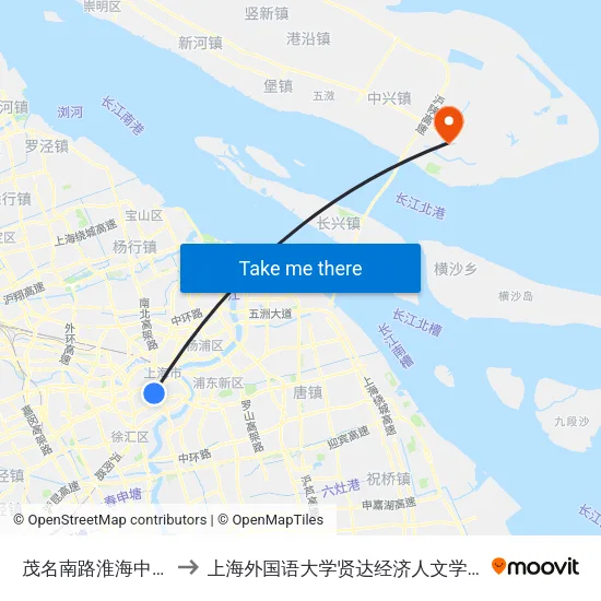 茂名南路淮海中路 to 上海外国语大学贤达经济人文学院 map