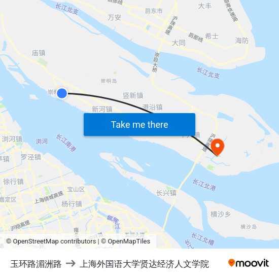 玉环路湄洲路 to 上海外国语大学贤达经济人文学院 map