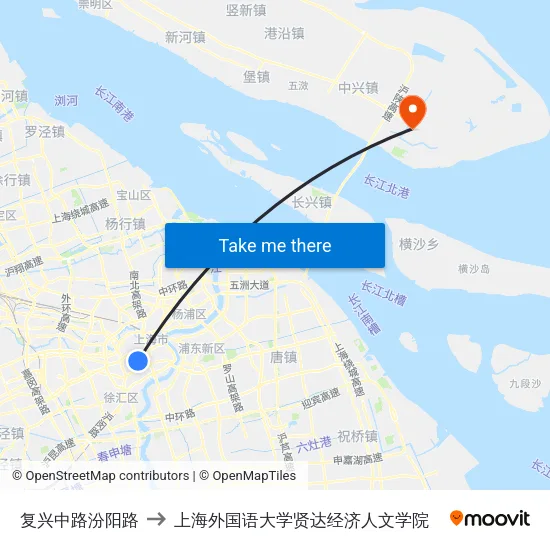 复兴中路汾阳路 to 上海外国语大学贤达经济人文学院 map