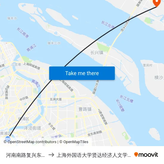 河南南路复兴东路 to 上海外国语大学贤达经济人文学院 map
