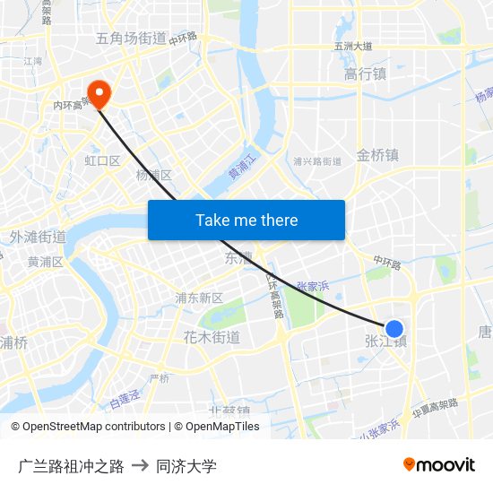 广兰路祖冲之路 to 同济大学 map