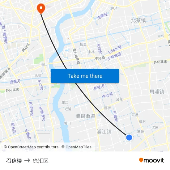 召稼楼 to 徐汇区 map
