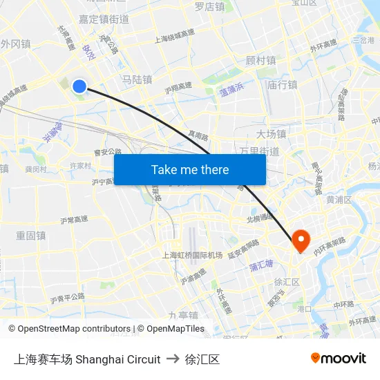 上海赛车场 Shanghai Circuit to 徐汇区 map