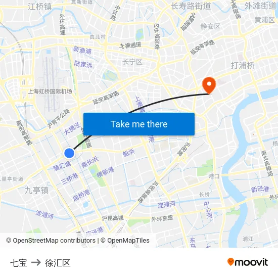 七宝 to 徐汇区 map