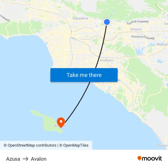 Azusa to Avalon map