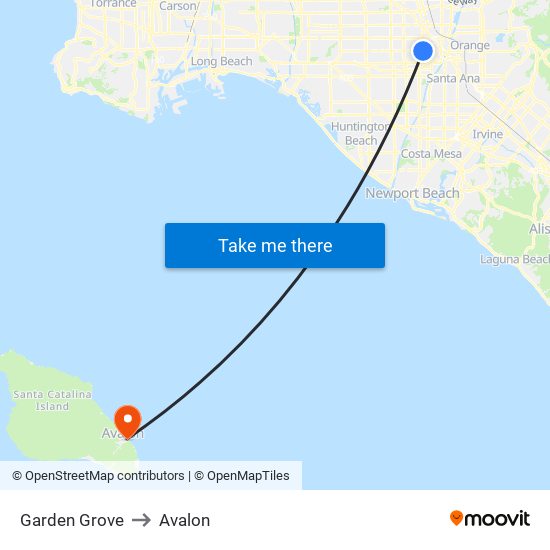 Garden Grove to Avalon map