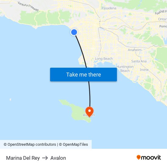 Marina Del Rey to Avalon map