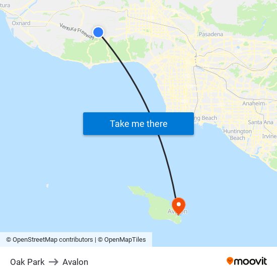 Oak Park to Avalon map