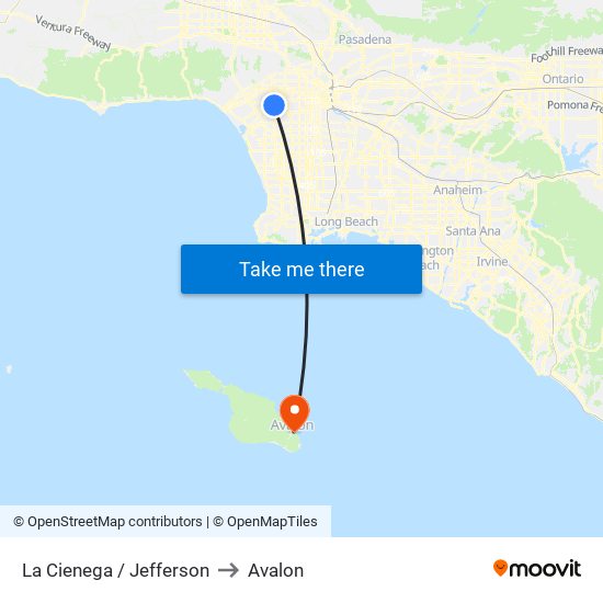 La Cienega / Jefferson to Avalon map