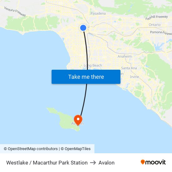 Westlake / Macarthur Park Station to Avalon map