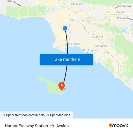 Harbor Freeway Station to Avalon map