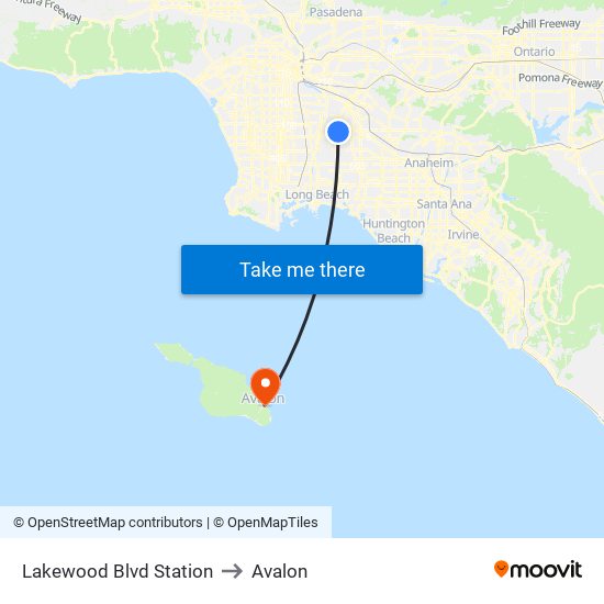 Lakewood Blvd Station to Avalon map