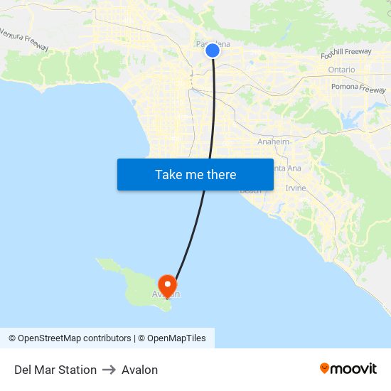 Del Mar Station to Avalon map