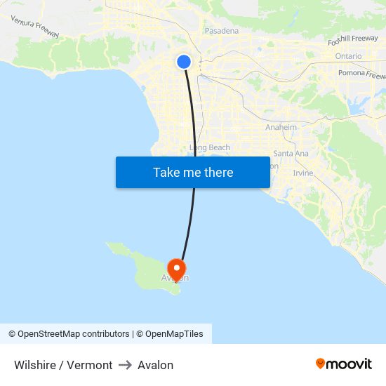Wilshire / Vermont to Avalon map