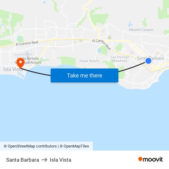 Santa Barbara to Isla Vista map