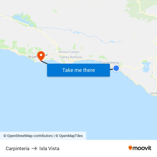 Carpinteria to Isla Vista map