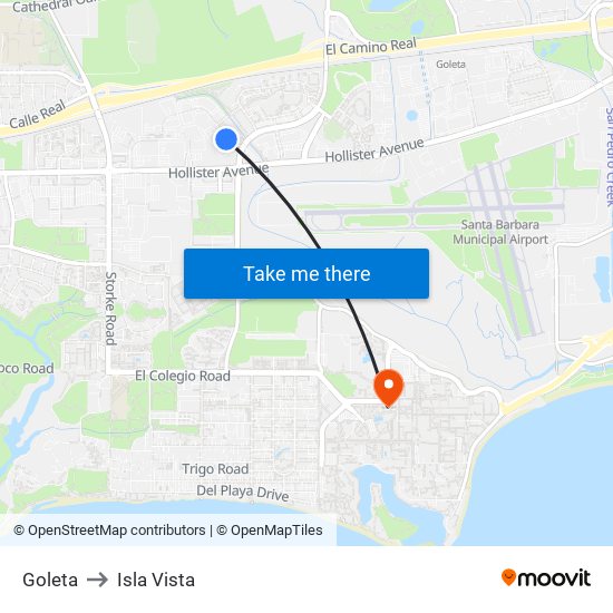 Goleta to Isla Vista map