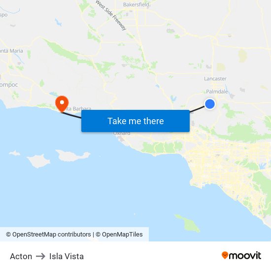 Acton to Isla Vista map