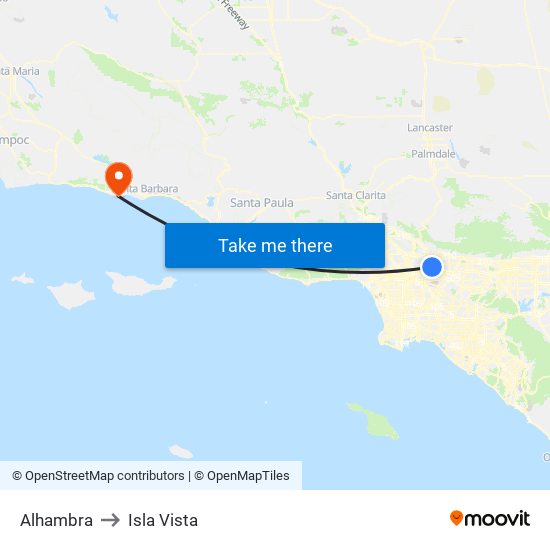 Alhambra to Isla Vista map