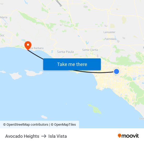 Avocado Heights to Isla Vista map
