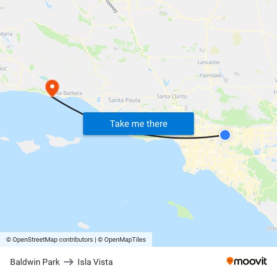 Baldwin Park to Isla Vista map