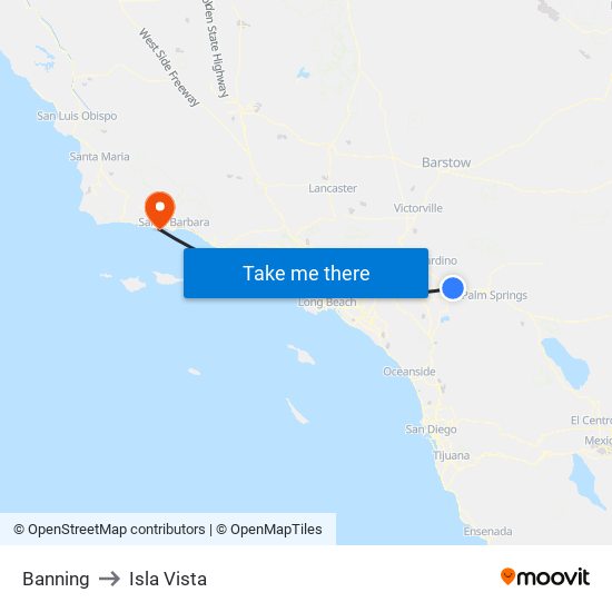 Banning to Isla Vista map