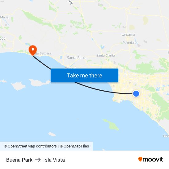 Buena Park to Isla Vista map