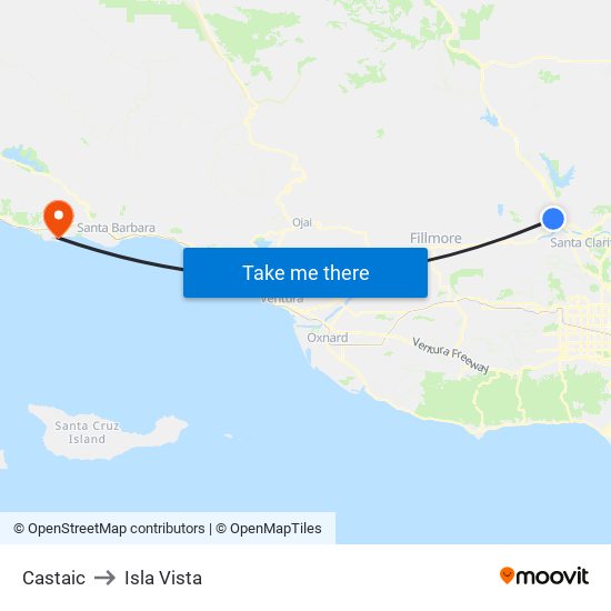 Castaic to Isla Vista map