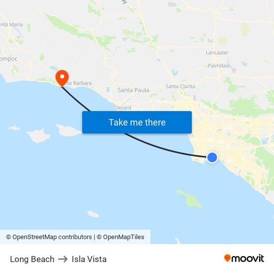 Long Beach to Isla Vista map