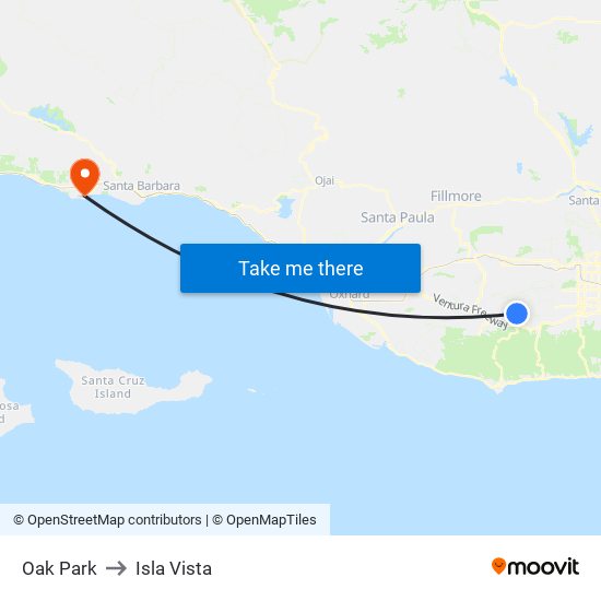 Oak Park to Isla Vista map