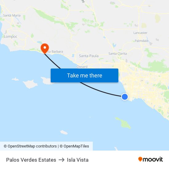 Palos Verdes Estates to Isla Vista map