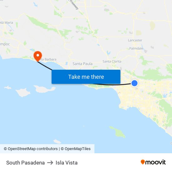 South Pasadena to Isla Vista map