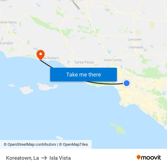 Koreatown, La to Isla Vista map