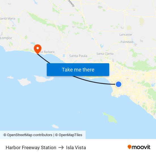 Harbor Freeway Station to Isla Vista map