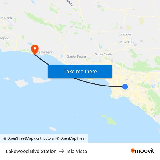 Lakewood Blvd Station to Isla Vista map