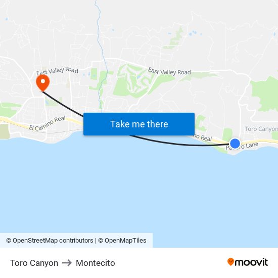 Toro Canyon to Montecito map