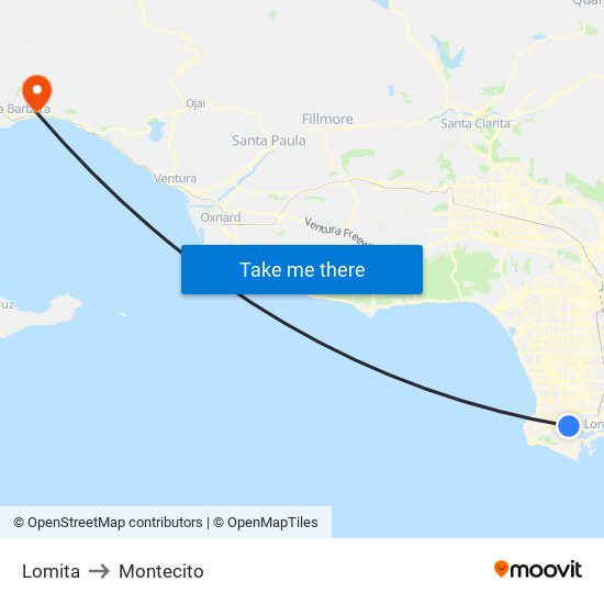 Lomita to Montecito map