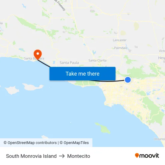 South Monrovia Island to Montecito map