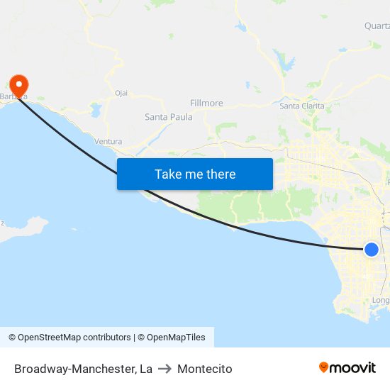 Broadway-Manchester, La to Montecito map