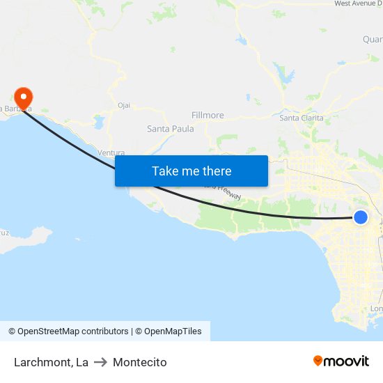 Larchmont, La to Montecito map