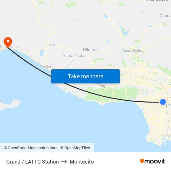 Grand / LATTC Station to Montecito map