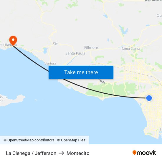 La Cienega / Jefferson to Montecito map