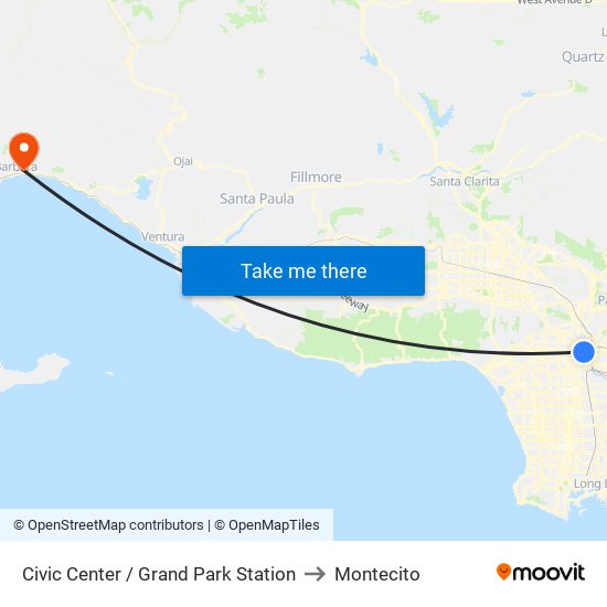 Civic Center / Grand Park Station to Montecito map