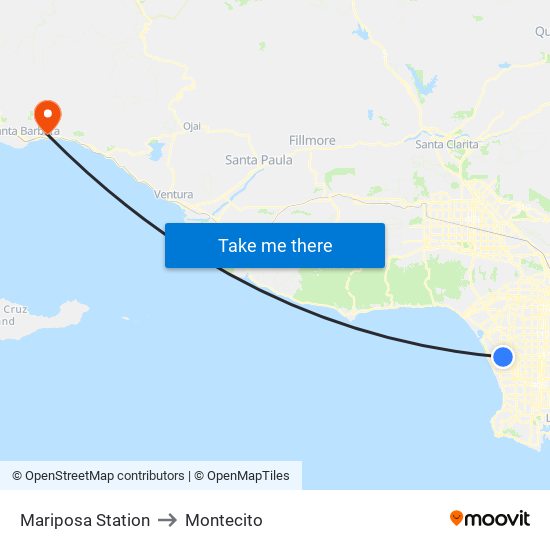 Mariposa Station to Montecito map