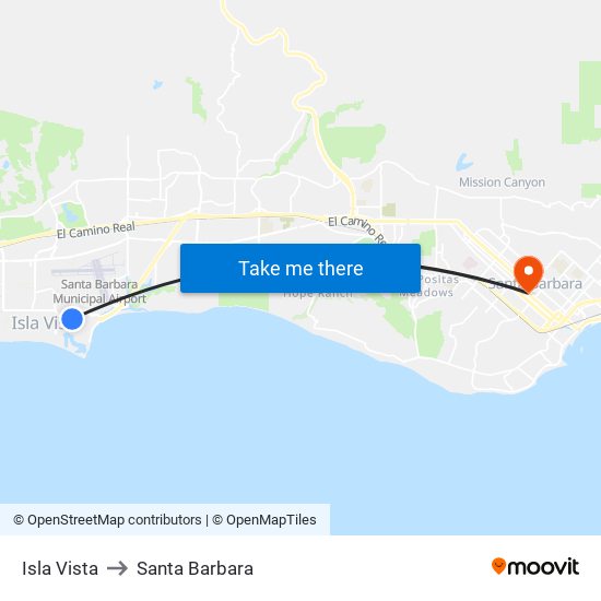 Isla Vista to Santa Barbara map