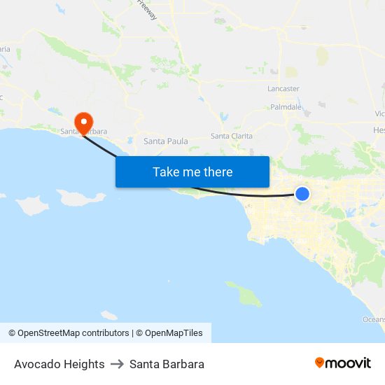 Avocado Heights to Santa Barbara map