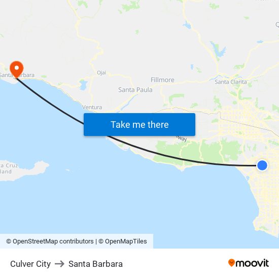 Culver City to Santa Barbara map