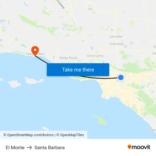 El Monte to Santa Barbara map