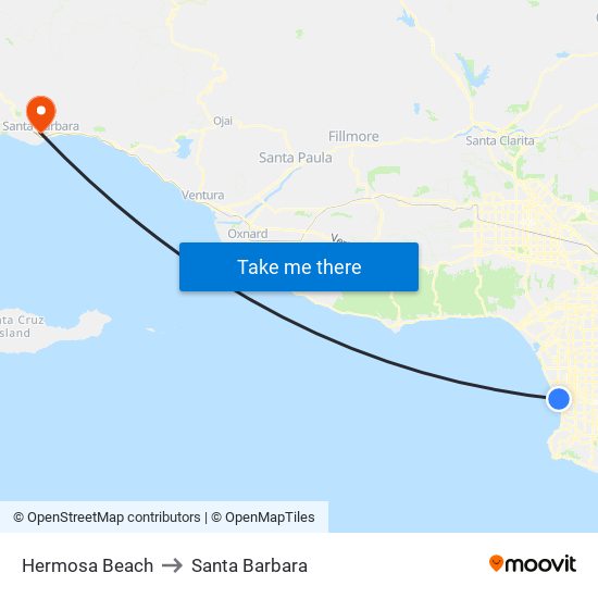 Hermosa Beach to Santa Barbara map