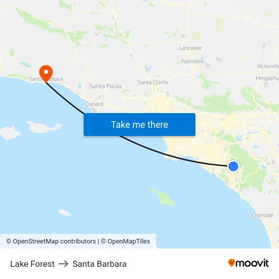 Lake Forest to Santa Barbara map
